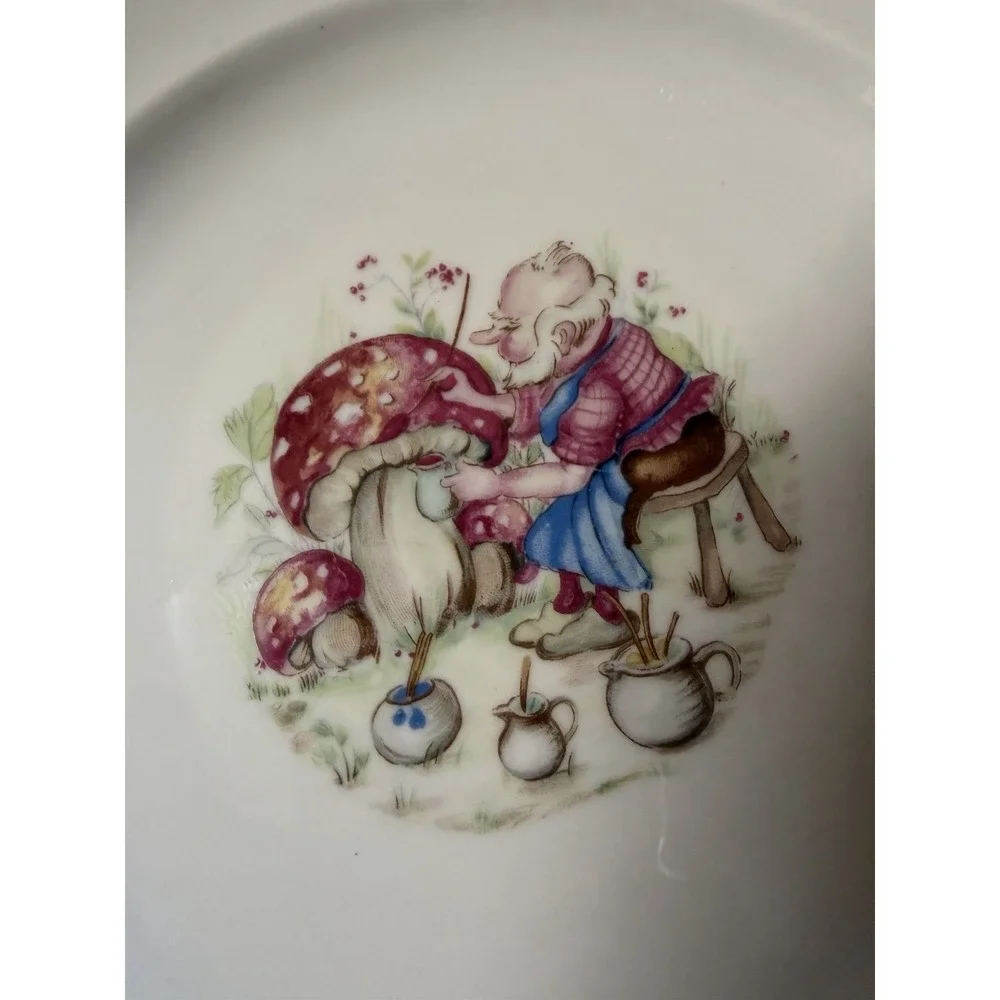 Vintage Schlottenhof Bavaria Gnome Plates Set Of 2- 1950s Arzberg Fairy Tales
